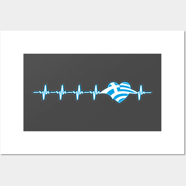 Greek heartbeat flag Wall Art by Catfactory